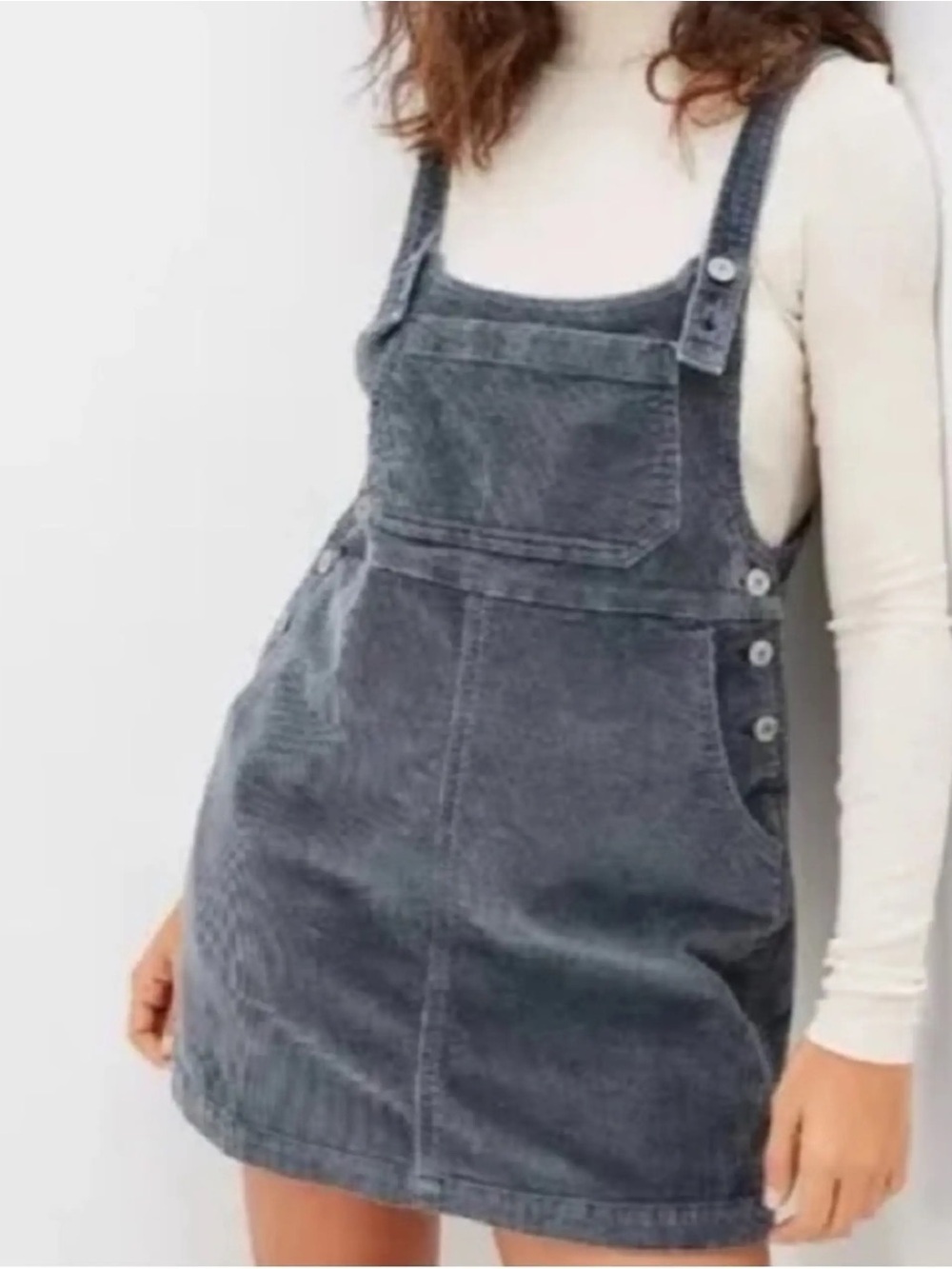 American Eagle Outfitters Charcoal Corduroy Pinafore Dress